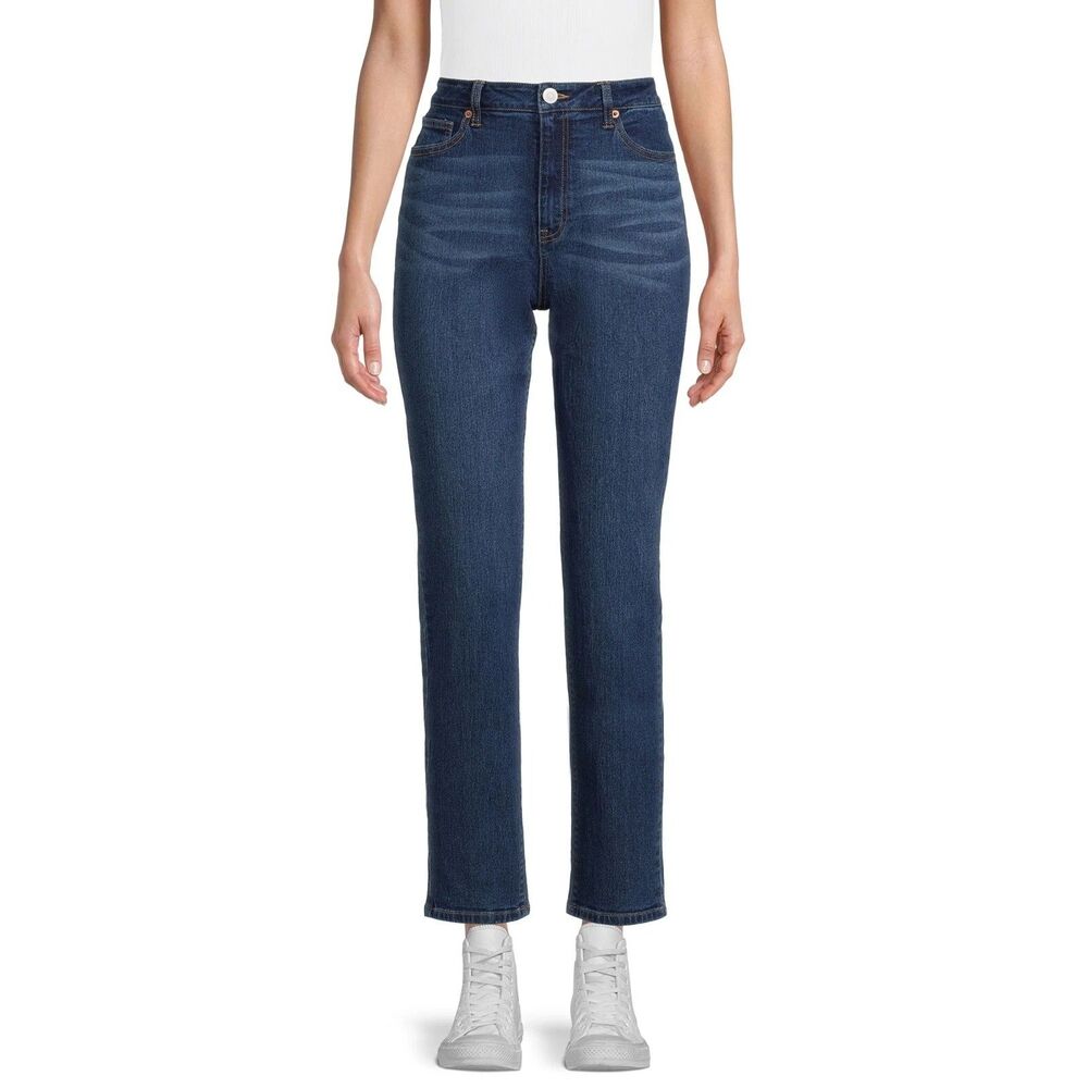 NWT No Boundaries Juniors Size 7 High Rise Mom Jeans Blue Dark Wash NOBO